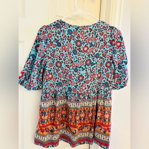 Floral Patterned Blouse Boho Top Charming Casual Size S NWOT - Picture 4 of 4